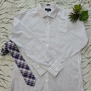 J. Crew Purple Checked Long Sleeve Dress Shirt
